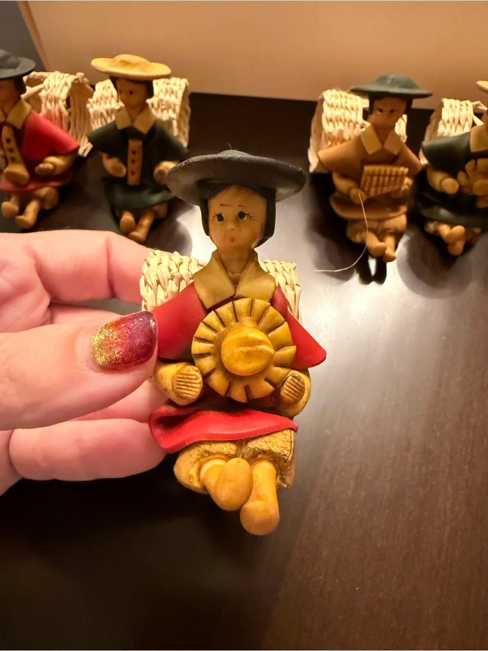 Folk Art Napkin Rings From Ecuador Handcrafted Polymer Clay And Wicker Set Of 6